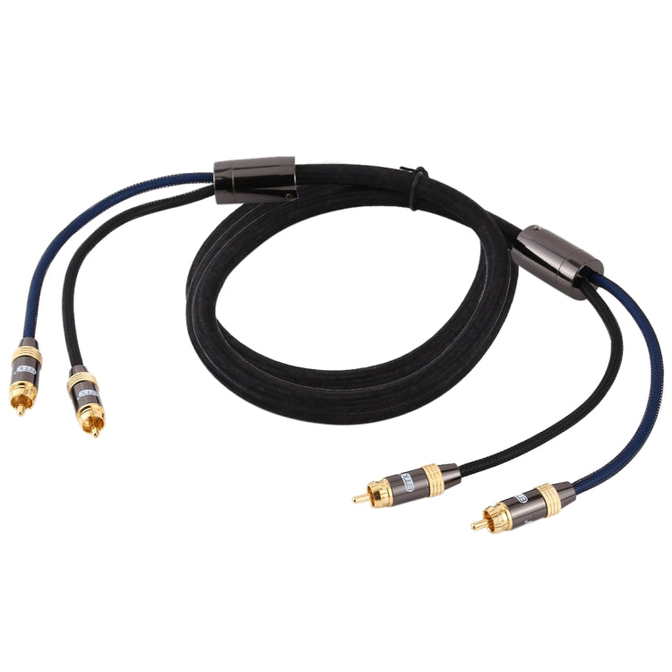 EMK 2 x RCA Male to 2 x RCA Male Gold Plated Connector Nylon Braid Coaxial Audio Cable for TV / Amplifier / Home Theater / DVD, Cable Length:2m(Black) - Audio Optical Cables by EMK | Online Shopping South Africa | PMC Jewellery | Buy Now Pay Later Mobicred