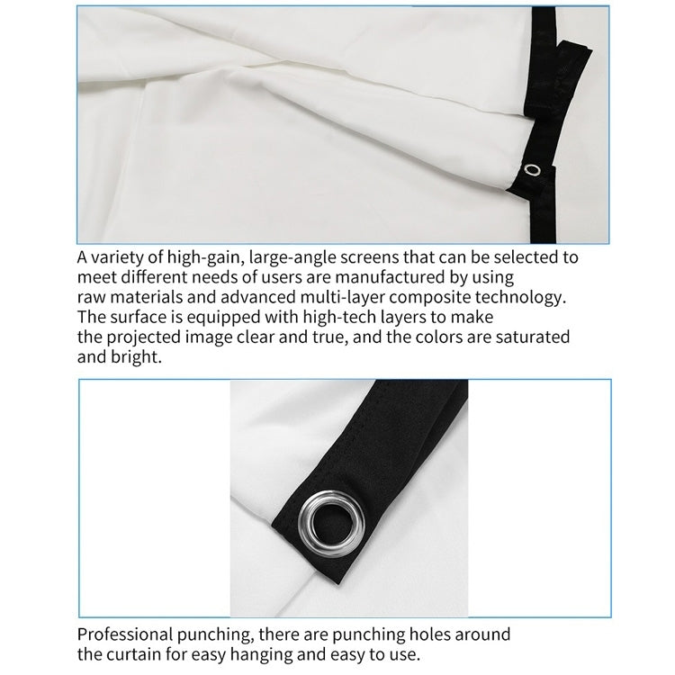 Simple Folding Thin Polyester Projector Film Curtain, Size:150 inch 16:9 - Film Curtains by PMC TechLife | Online Shopping South Africa | PMC TechLife | Buy Now Pay Later Mobicred