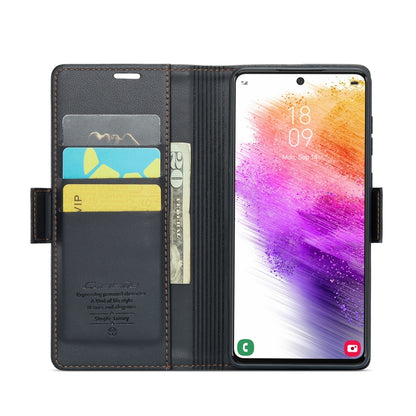 For Samsung Galaxy A73 5G CaseMe 023 Butterfly Buckle Litchi Texture RFID Anti-theft Leather Phone Case(Black) - Galaxy Phone Cases by CaseMe | Online Shopping South Africa | PMC Jewellery | Buy Now Pay Later Mobicred