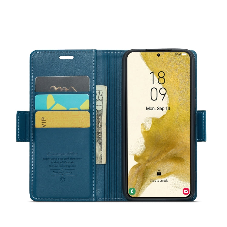 For Samsung Galaxy S22+ 5G CaseMe 023 Butterfly Buckle Litchi Texture RFID Anti-theft Leather Phone Case(Blue) - Galaxy S22+ 5G Cases by CaseMe | Online Shopping South Africa | PMC Jewellery | Buy Now Pay Later Mobicred