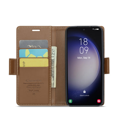 For Samsung Galaxy S23 5G CaseMe 023 Butterfly Buckle Litchi Texture RFID Anti-theft Leather Phone Case(Brown) - Galaxy S23 5G Cases by CaseMe | Online Shopping South Africa | PMC Jewellery | Buy Now Pay Later Mobicred