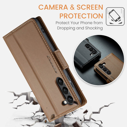 For Samsung Galaxy S23 5G CaseMe 023 Butterfly Buckle Litchi Texture RFID Anti-theft Leather Phone Case(Brown) - Galaxy S23 5G Cases by CaseMe | Online Shopping South Africa | PMC Jewellery | Buy Now Pay Later Mobicred