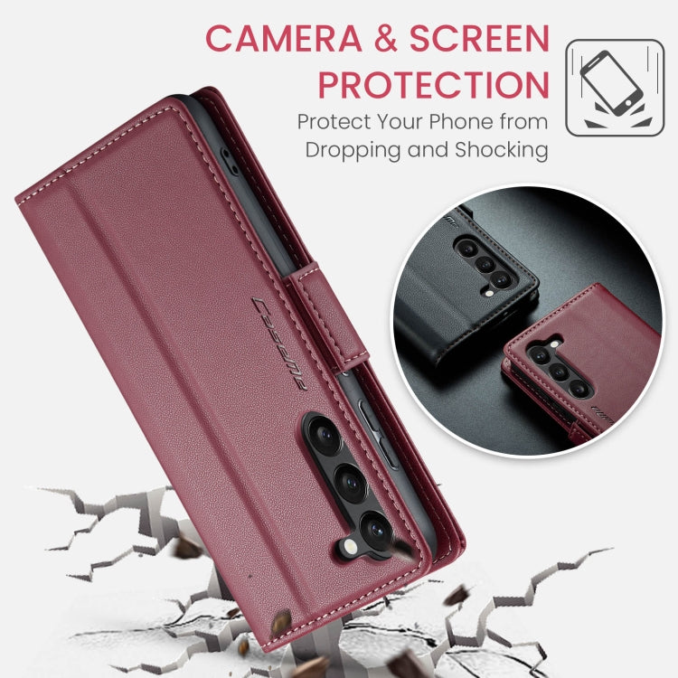 For Samsung Galaxy S23 5G CaseMe 023 Butterfly Buckle Litchi Texture RFID Anti-theft Leather Phone Case(Wine Red) - Galaxy S23 5G Cases by CaseMe | Online Shopping South Africa | PMC Jewellery | Buy Now Pay Later Mobicred