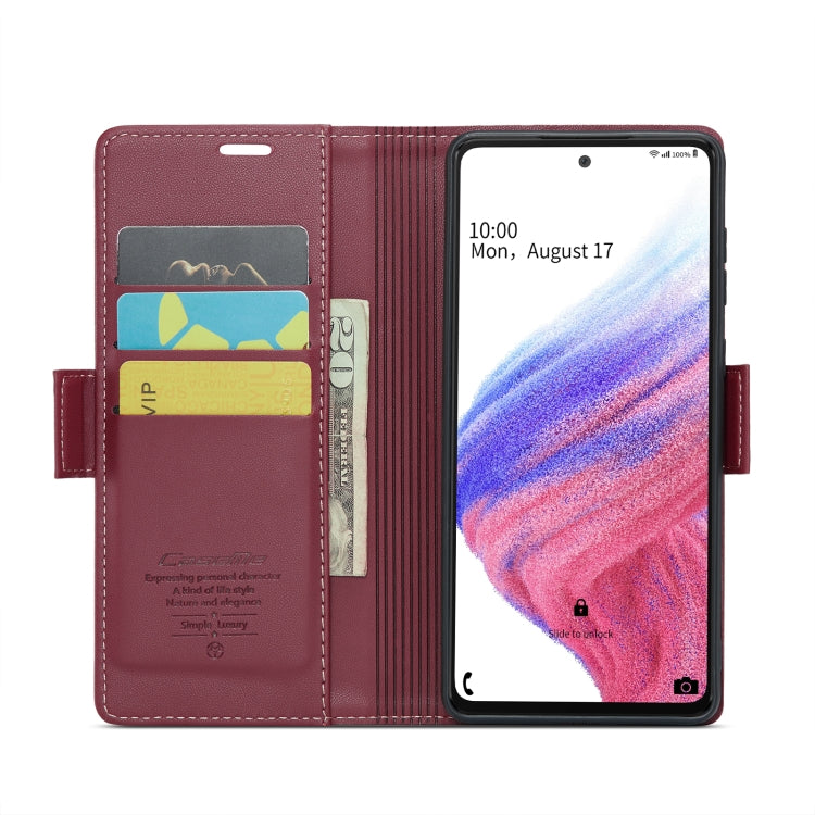 For Samsung Galaxy A53 CaseMe 023 Butterfly Buckle Litchi Texture RFID Anti-theft Leather Phone Case(Wine Red) - Galaxy Phone Cases by CaseMe | Online Shopping South Africa | PMC Jewellery | Buy Now Pay Later Mobicred