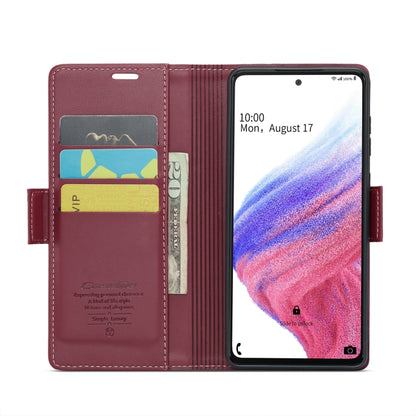 For Samsung Galaxy A53 CaseMe 023 Butterfly Buckle Litchi Texture RFID Anti-theft Leather Phone Case(Wine Red) - Galaxy Phone Cases by CaseMe | Online Shopping South Africa | PMC Jewellery | Buy Now Pay Later Mobicred