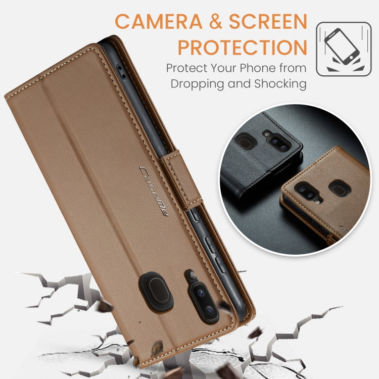 For Samsung Galaxy A40 CaseMe 023 Butterfly Buckle Litchi Texture RFID Anti-theft Leather Phone Case(Brown) - Galaxy Phone Cases by CaseMe | Online Shopping South Africa | PMC Jewellery | Buy Now Pay Later Mobicred