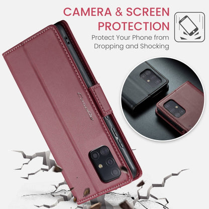 For Samsung Galaxy A51 4G/M40s CaseMe 023 Butterfly Buckle Litchi Texture RFID Anti-theft Leather Phone Case(Wine Red) - Galaxy Phone Cases by CaseMe | Online Shopping South Africa | PMC Jewellery | Buy Now Pay Later Mobicred