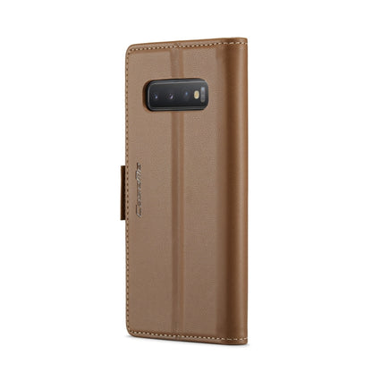 For Samsung Galaxy S10 CaseMe 023 Butterfly Buckle Litchi Texture RFID Anti-theft Leather Phone Case(Brown) - Galaxy Phone Cases by CaseMe | Online Shopping South Africa | PMC Jewellery | Buy Now Pay Later Mobicred