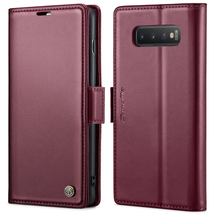 For Samsung Galaxy S10+ CaseMe 023 Butterfly Buckle Litchi Texture RFID Anti-theft Leather Phone Case(Wine Red) - Galaxy Phone Cases by CaseMe | Online Shopping South Africa | PMC Jewellery | Buy Now Pay Later Mobicred