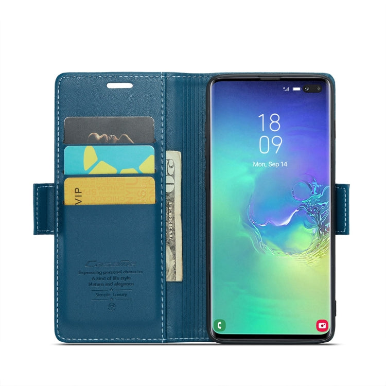 For Samsung Galaxy S10+ CaseMe 023 Butterfly Buckle Litchi Texture RFID Anti-theft Leather Phone Case(Blue) - Galaxy Phone Cases by CaseMe | Online Shopping South Africa | PMC Jewellery | Buy Now Pay Later Mobicred