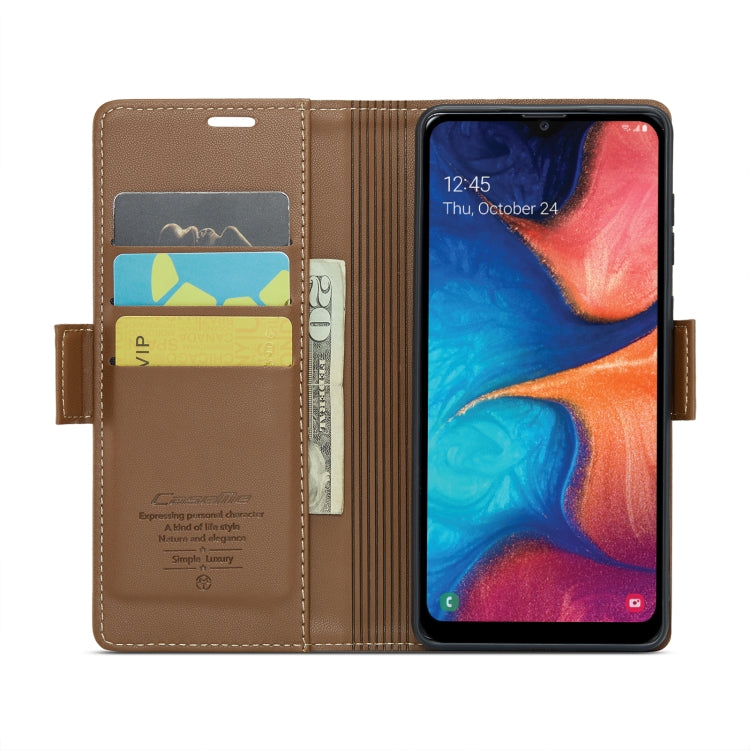 For Samsung Galaxy A20/A30/M10s CaseMe 023 Butterfly Buckle Litchi Texture RFID Anti-theft Leather Phone Case(Brown) - Galaxy Phone Cases by CaseMe | Online Shopping South Africa | PMC Jewellery | Buy Now Pay Later Mobicred