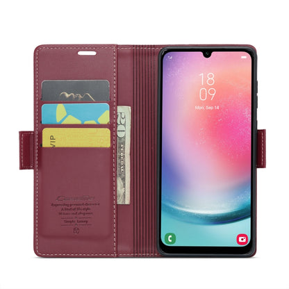 For Samsung Galaxy A24 4G CaseMe 023 Butterfly Buckle Litchi Texture RFID Anti-theft Leather Phone Case(Wine Red) - Galaxy Phone Cases by CaseMe | Online Shopping South Africa | PMC Jewellery | Buy Now Pay Later Mobicred