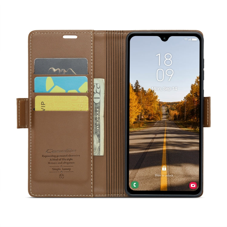 For Samsung Galaxy A05s CaseMe 023 Butterfly Buckle Litchi Texture RFID Anti-theft Leather Phone Case(Brown) - Galaxy Phone Cases by CaseMe | Online Shopping South Africa | PMC Jewellery | Buy Now Pay Later Mobicred