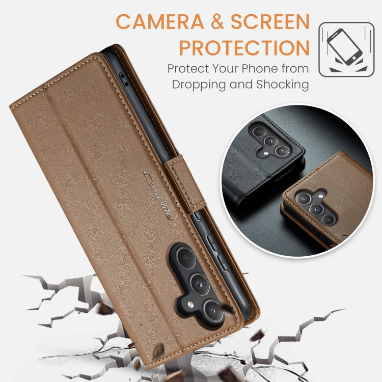 For Samsung Galaxy A55 CaseMe 023 Butterfly Buckle Litchi Texture RFID Anti-theft Leather Phone Case(Brown) - Galaxy Phone Cases by CaseMe | Online Shopping South Africa | PMC Jewellery | Buy Now Pay Later Mobicred