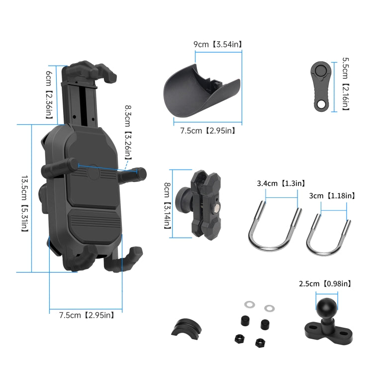 WUPP CS-1848A2 Motorcycle Shock Absorption Riding Phone Holder, Style:Handlebars - Holder by WUPP | Online Shopping South Africa | PMC Jewellery | Buy Now Pay Later Mobicred