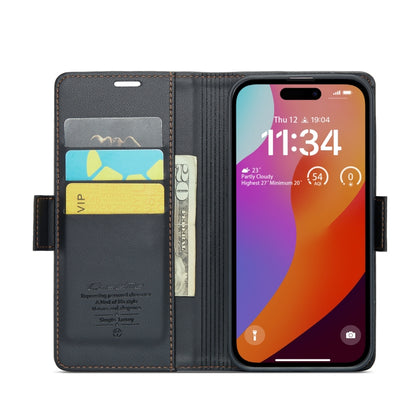 For iPhone 15 Pro CaseMe 023 Butterfly Buckle Litchi Texture RFID Anti-theft Leather Phone Case(Black) - iPhone 15 Pro Cases by CaseMe | Online Shopping South Africa | PMC Jewellery | Buy Now Pay Later Mobicred