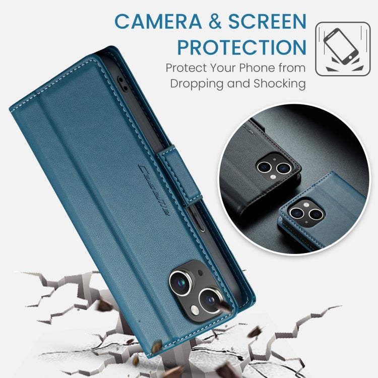 For iPhone 15 Plus CaseMe 023 Butterfly Buckle Litchi Texture RFID Anti-theft Leather Phone Case(Blue) - iPhone 15 Plus Cases by CaseMe | Online Shopping South Africa | PMC Jewellery | Buy Now Pay Later Mobicred