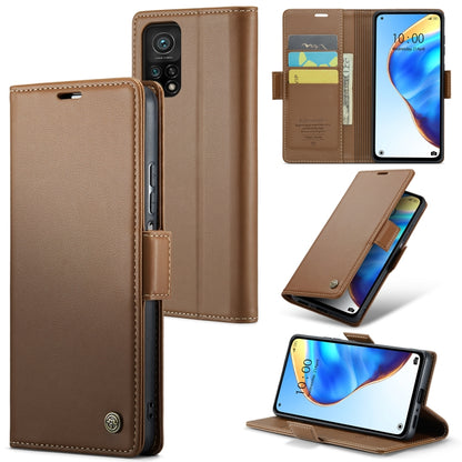 For Xiaomi Mi 10T 5G／10T Pro 5G CaseMe 023 Butterfly Buckle Litchi Texture RFID Anti-theft Leather Phone Case(Brown) - Xiaomi Cases by CaseMe | Online Shopping South Africa | PMC Jewellery | Buy Now Pay Later Mobicred