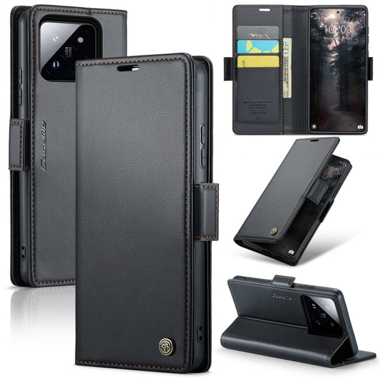 For Xiaomi 14 CaseMe 023 Butterfly Buckle Litchi Texture RFID Anti-theft Leather Phone Case(Black) - 14 Cases by CaseMe | Online Shopping South Africa | PMC Jewellery | Buy Now Pay Later Mobicred