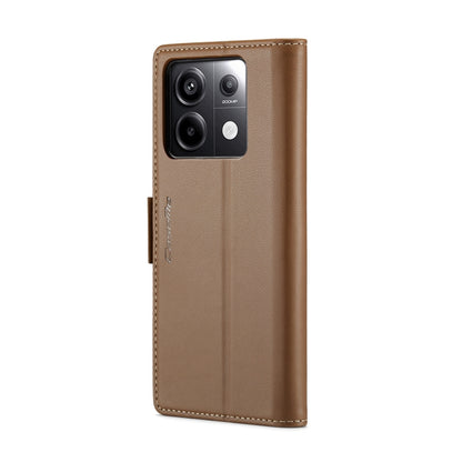 For Xiaomi Redmi Note 13 Pro 5G CaseMe 023 Butterfly Buckle Litchi Texture RFID Anti-theft Leather Phone Case(Brown) - Xiaomi Cases by CaseMe | Online Shopping South Africa | PMC Jewellery | Buy Now Pay Later Mobicred