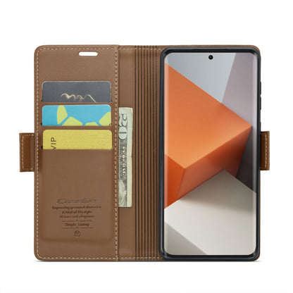 For Xiaomi Redmi Note 13 Pro+ 5G CaseMe 023 Butterfly Buckle Litchi Texture RFID Anti-theft Leather Phone Case(Brown) - Xiaomi Cases by CaseMe | Online Shopping South Africa | PMC Jewellery | Buy Now Pay Later Mobicred