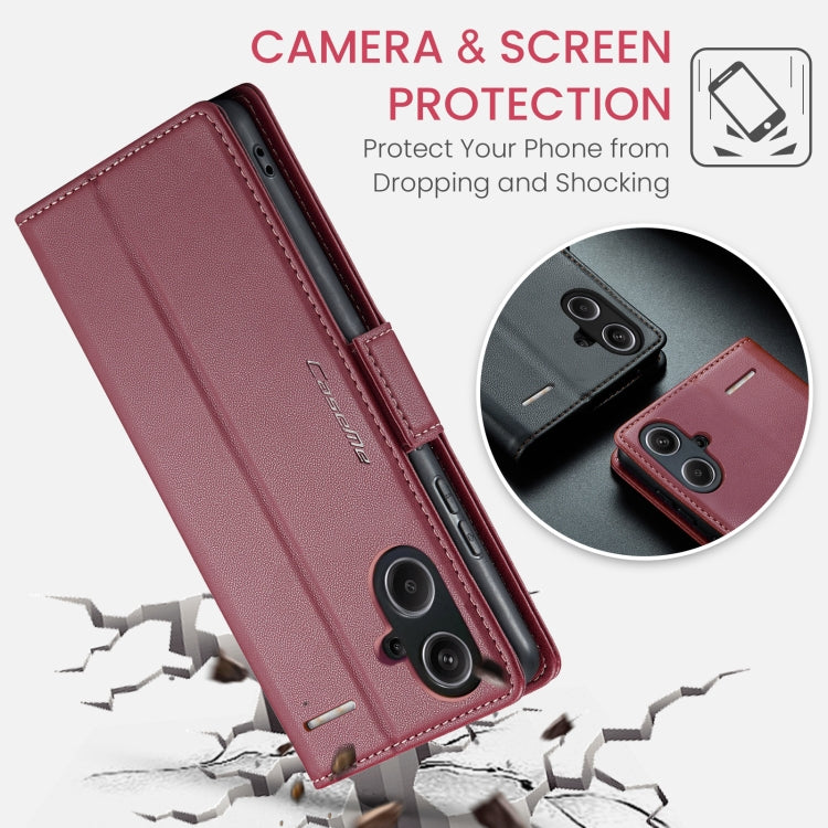 For Xiaomi Redmi Note 13 Pro+ 5G CaseMe 023 Butterfly Buckle Litchi Texture RFID Anti-theft Leather Phone Case(Wine Red) - Xiaomi Cases by CaseMe | Online Shopping South Africa | PMC Jewellery | Buy Now Pay Later Mobicred