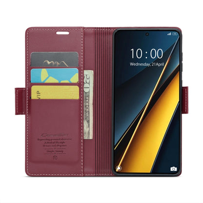 For Xiaomi Poco X6 Pro 5G/Redmi K70E 5G CaseMe 023 Butterfly Buckle Litchi Texture RFID Anti-theft Leather Phone Case(Wine Red) - K70E Cases by CaseMe | Online Shopping South Africa | PMC Jewellery | Buy Now Pay Later Mobicred