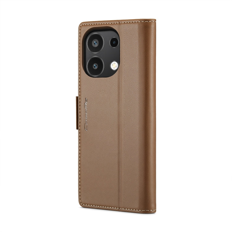 For Xiaomi Redmi Note 13 4G CaseMe 023 Butterfly Buckle Litchi Texture RFID Anti-theft Leather Phone Case(Brown) - Xiaomi Cases by CaseMe | Online Shopping South Africa | PMC Jewellery | Buy Now Pay Later Mobicred