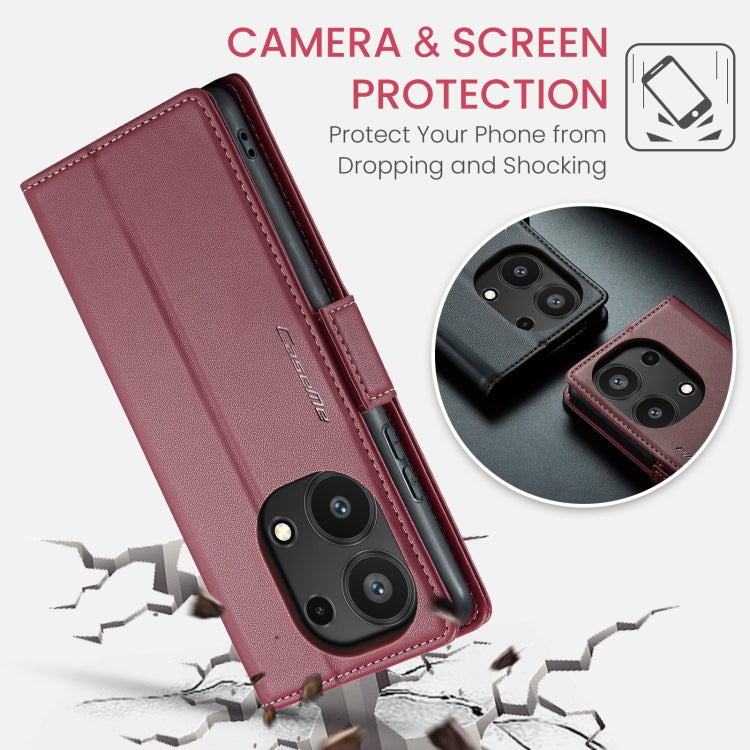 For Xiaomi Redmi Note 13 Pro 4G CaseMe 023 Butterfly Buckle Litchi Texture RFID Anti-theft Leather Phone Case(Wine Red) - Xiaomi Cases by CaseMe | Online Shopping South Africa | PMC Jewellery | Buy Now Pay Later Mobicred