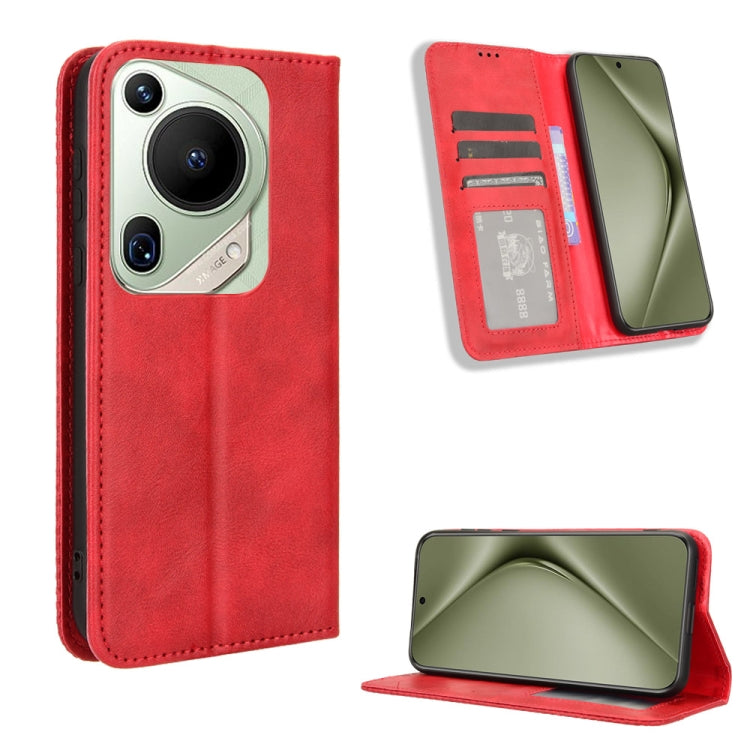 For Huawei Pura 70 Pro / 70 Pro+ Magnetic Buckle Retro Texture Leather Phone Case(Red) - Huawei Cases by PMC Jewellery | Online Shopping South Africa | PMC Jewellery | Buy Now Pay Later Mobicred