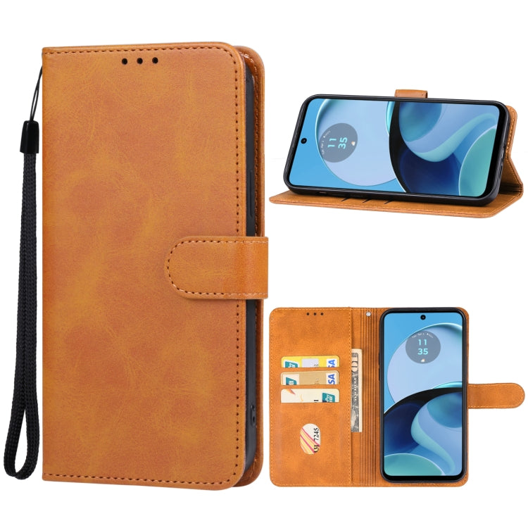 For Motorola Moto G14 Leather Phone Case(Brown) - Motorola Cases by PMC Jewellery | Online Shopping South Africa | PMC Jewellery | Buy Now Pay Later Mobicred