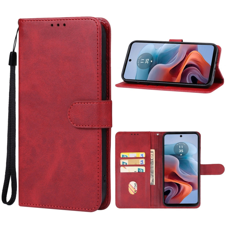 For Motorola Moto G34 Leather Phone Case(Red) - Motorola Cases by PMC Jewellery | Online Shopping South Africa | PMC Jewellery | Buy Now Pay Later Mobicred