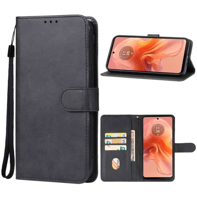 For Motorola Moto G04 Leather Phone Case(Black) - Motorola Cases by PMC Jewellery | Online Shopping South Africa | PMC Jewellery | Buy Now Pay Later Mobicred