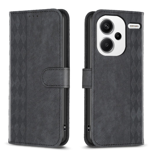 For Xiaomi Redmi Note 13 Pro+ 5G Plaid Embossed Leather Phone Case(Black) - Note 13 Pro+ Cases by PMC Jewellery | Online Shopping South Africa | PMC Jewellery | Buy Now Pay Later Mobicred