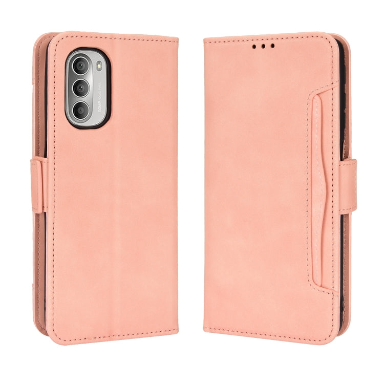 For Motorola Moto G52J 5G Skin Feel Calf Texture Card Slots Leather Phone Case(Pink) - Motorola Cases by PMC Jewellery | Online Shopping South Africa | PMC Jewellery | Buy Now Pay Later Mobicred