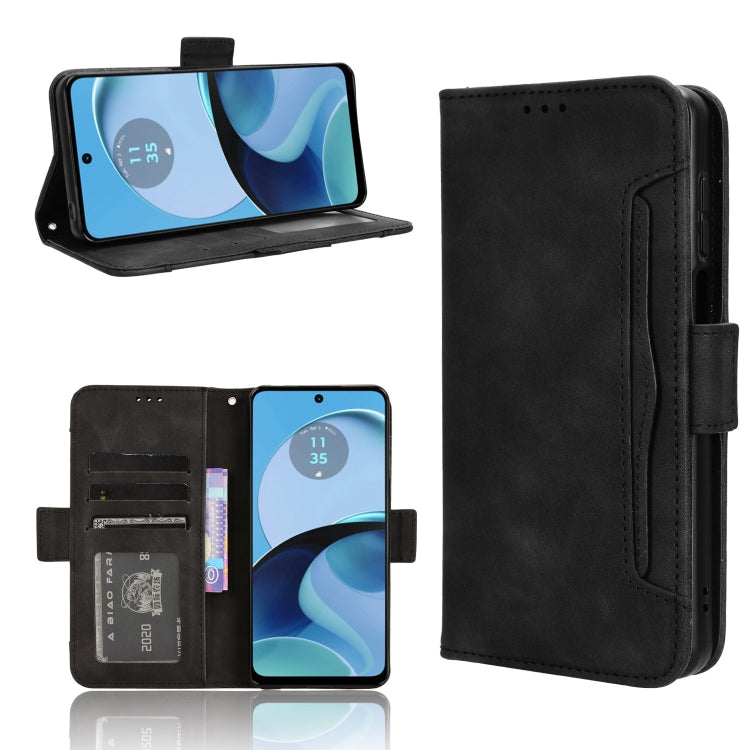 For Motorola Moto G14 4G Skin Feel Calf Texture Card Slots Leather Phone Case(Black) - Motorola Cases by PMC Jewellery | Online Shopping South Africa | PMC Jewellery | Buy Now Pay Later Mobicred