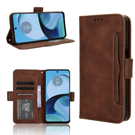 For Motorola Moto G14 4G Skin Feel Calf Texture Card Slots Leather Phone Case(Brown) - Motorola Cases by PMC Jewellery | Online Shopping South Africa | PMC Jewellery | Buy Now Pay Later Mobicred