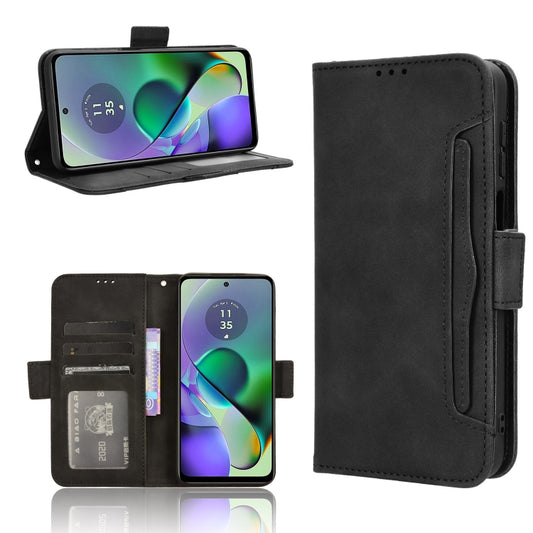 For Motorola Moto G54 5G Skin Feel Calf Texture Card Slots Leather Phone Case(Black) - Motorola Cases by PMC Jewellery | Online Shopping South Africa | PMC Jewellery | Buy Now Pay Later Mobicred