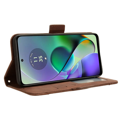 For Motorola Moto G54 5G Skin Feel Calf Texture Card Slots Leather Phone Case(Brown) - Motorola Cases by PMC Jewellery | Online Shopping South Africa | PMC Jewellery | Buy Now Pay Later Mobicred