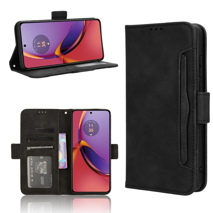 For Motorola Moto G84 5G Skin Feel Calf Texture Card Slots Leather Phone Case(Black) - Motorola Cases by PMC Jewellery | Online Shopping South Africa | PMC Jewellery | Buy Now Pay Later Mobicred