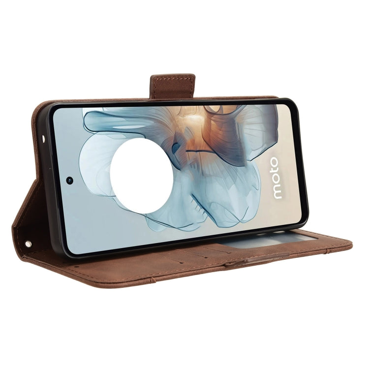 For Motorola Moto G Power 5G 2024 Skin Feel Calf Texture Card Slots Leather Phone Case(Brown) - Motorola Cases by PMC Jewellery | Online Shopping South Africa | PMC Jewellery | Buy Now Pay Later Mobicred