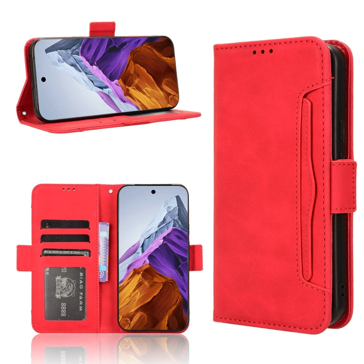 For Google Pixel 9 Skin Feel Calf Texture Card Slots Leather Phone Case(Red) - Google Cases by PMC Jewellery | Online Shopping South Africa | PMC Jewellery | Buy Now Pay Later Mobicred