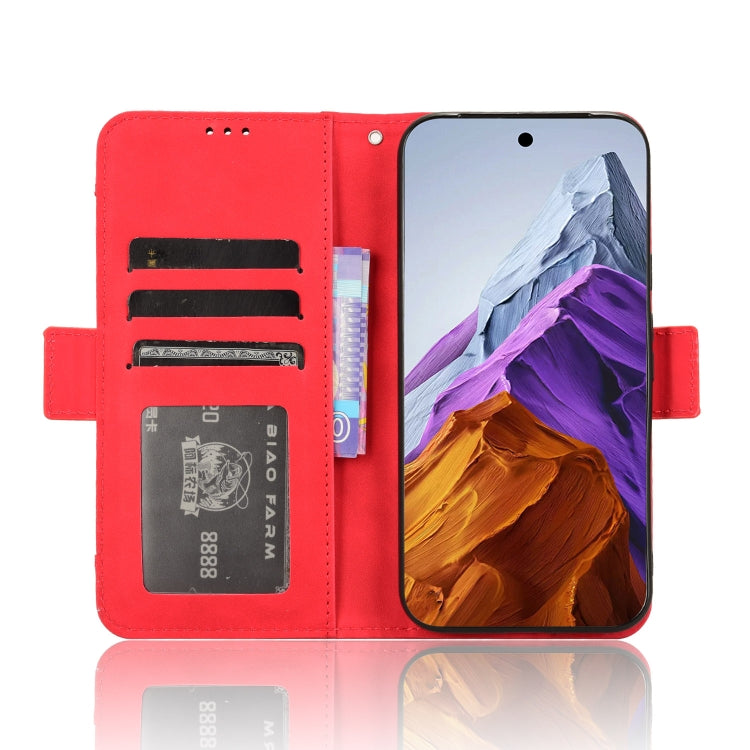 For Google Pixel 9 Skin Feel Calf Texture Card Slots Leather Phone Case(Red) - Google Cases by PMC Jewellery | Online Shopping South Africa | PMC Jewellery | Buy Now Pay Later Mobicred