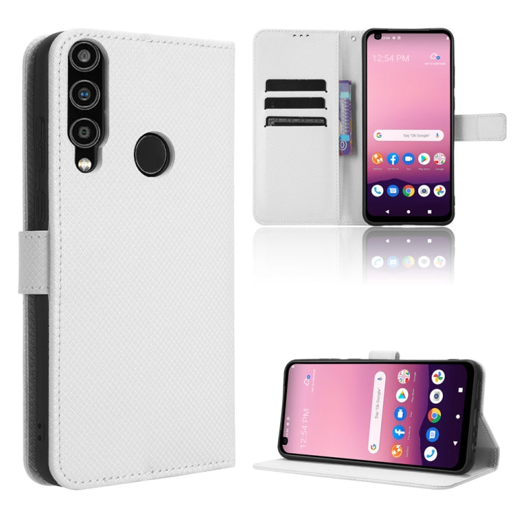 For Orbic Magic 5G R678EL Diamond Texture Leather Phone Case(White) - More Brand by PMC Jewellery | Online Shopping South Africa | PMC Jewellery | Buy Now Pay Later Mobicred