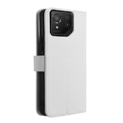 For ASUS ROG Phone 8 Diamond Texture Leather Phone Case(White) - ASUS Cases by PMC Jewellery | Online Shopping South Africa | PMC Jewellery