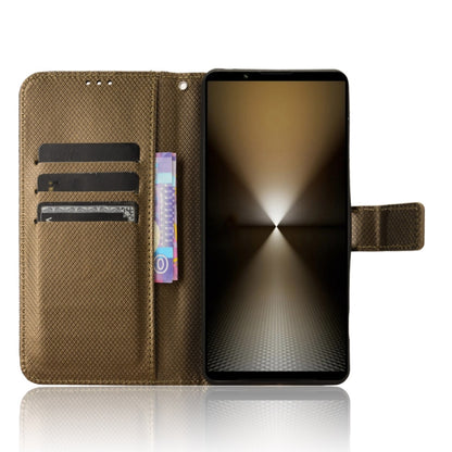 For Sony Xperia 1 VI 2024 Diamond Texture Leather Phone Case(Brown) - Sony Cases by PMC Jewellery | Online Shopping South Africa | PMC Jewellery | Buy Now Pay Later Mobicred