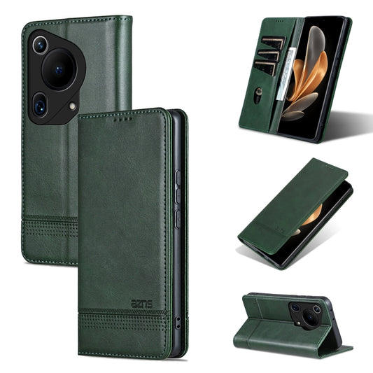 For Huawei Pura 70 Ultra AZNS Magnetic Calf Texture Flip Leather Phone Case(Dark Green) - Huawei Cases by AZNS | Online Shopping South Africa | PMC Jewellery | Buy Now Pay Later Mobicred