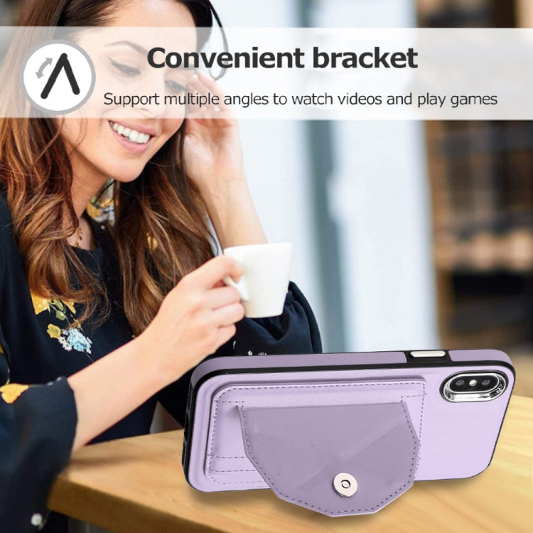 For iPhone X / XS Shockproof Leather Phone Case with Card Holder(Purple) - More iPhone Cases by PMC Jewellery | Online Shopping South Africa | PMC Jewellery