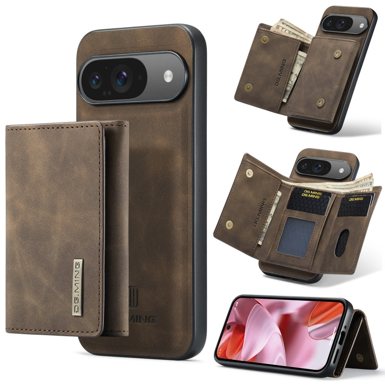 For Google Pixel 9 / 9 Pro DG.MING M1 Series 3-Fold Multi Card Wallet + Magnetic Phone Case(Coffee) - Google Cases by DG.MING | Online Shopping South Africa | PMC Jewellery | Buy Now Pay Later Mobicred