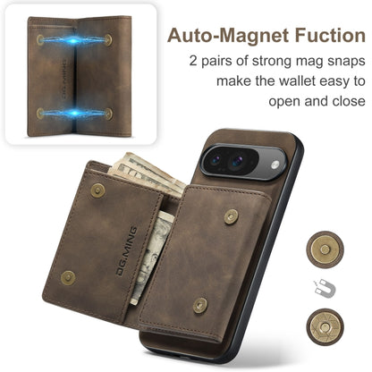 For Google Pixel 9 / 9 Pro DG.MING M1 Series 3-Fold Multi Card Wallet + Magnetic Phone Case(Coffee) - Google Cases by DG.MING | Online Shopping South Africa | PMC Jewellery | Buy Now Pay Later Mobicred